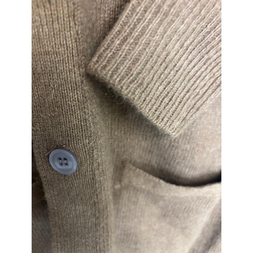 VTG 100% Pure Wool Cardigan Tobacco Brown Minimalist Grandpa Sweater - Picture 4 of 7